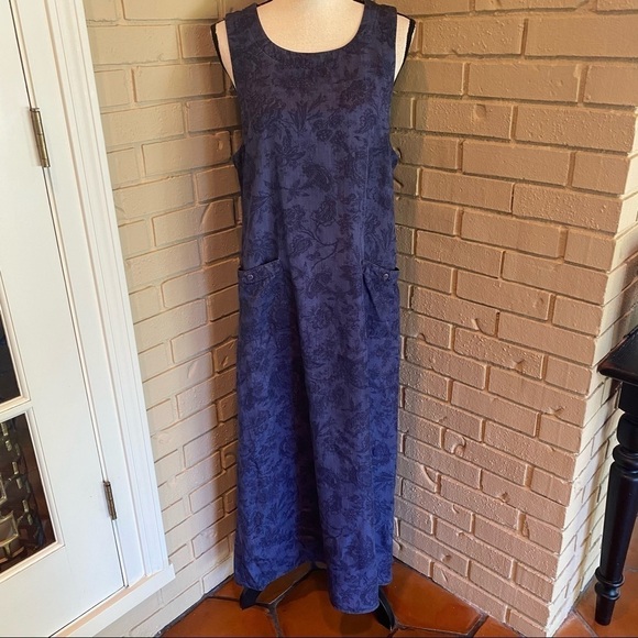 Talbots Vintage Women's Floral Maxi Dress lagenlook tencel sleeveless pockets 8 - Picture 1 of 10